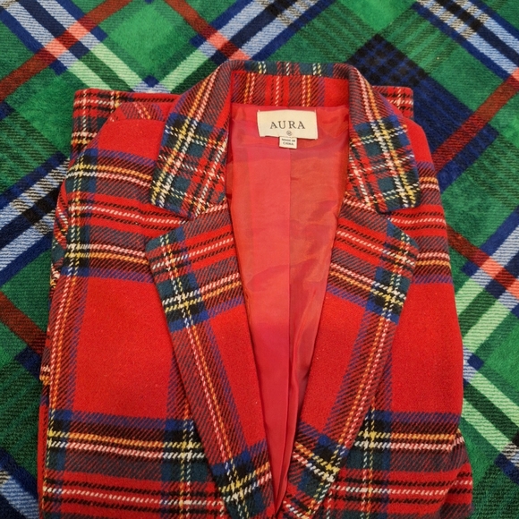 Aura brand size Medium Red tartan blazer - Picture 4 of 6